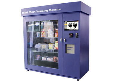 Grande máquina de venda automática do mercado da janela de vidro mini com painel de controlo industrial da categoria