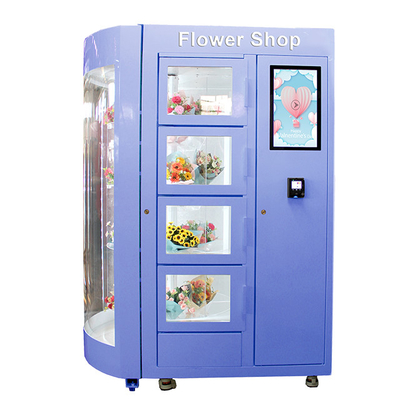 Máquina de venda automática da flor de 360 rotações com prateleira transparente sistema refrigerado da humidificação