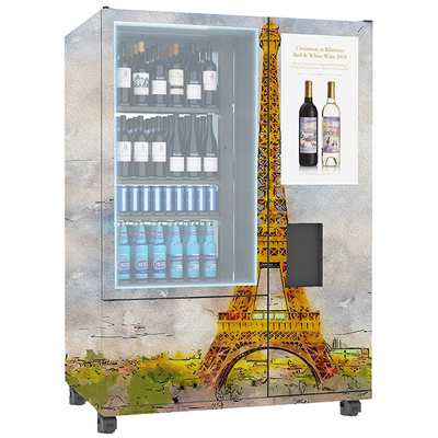 Máquina de venda automática da garrafa de vinho da barra da verificação da idade 22 polegadas para o vidro 6mm