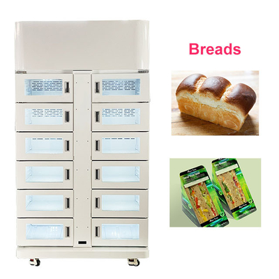 Máquina vendedora de pão Locker personalizado refrigerado com sistema inteligente e leitor de cartões