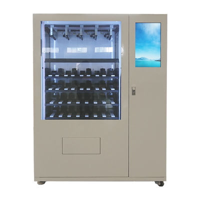 A máquina de venda automática inteligente da salada com dispositivo Cashless do pagamento e a propaganda não selecionam nenhuma opção do pagamento do toque