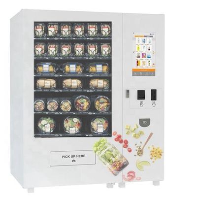 Máquina de venda automática refrigerada tela táctil da salada, alimento saudável que vende o cacifo com elevador