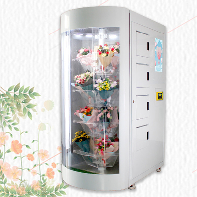 Máquina vendendo fresca das flores da extremidade alta com prateleira transparente