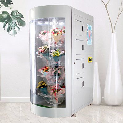 Máquina de venda automática humedecida refrigerada do ramalhete da flor com prateleira transparente