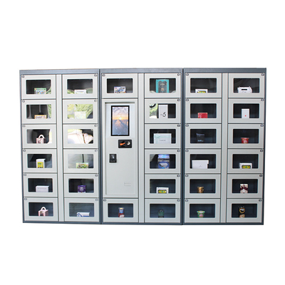 Máquina de venda automática de aço laminada do cacifo com anúncio de portas transparentes da função