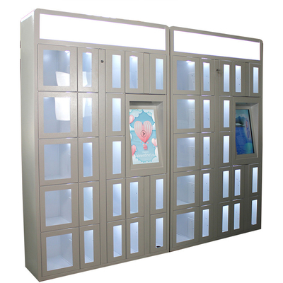 Máquina de venda automática de aço laminada do cacifo com anúncio de portas transparentes da função