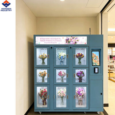 Qualidade Máquina de venda de flores Winnsen Smart com LCD de 19 polegadas, refrigeração de humidificação e porta de vidro duplo de fechamento automático fábrica
