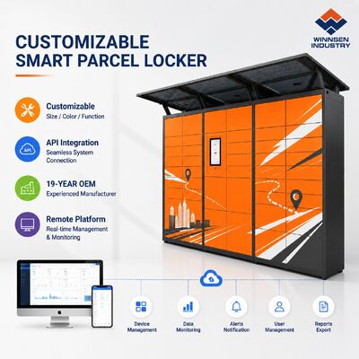 Qualidade Armário Inteligente de Entrega de Encomendas Winnsen C2C com Tela Sensível ao Toque Android de 15" e Gerenciamento Remoto em Nuvem para 600 Portas fábrica
