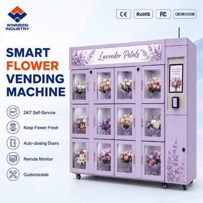 Qualidade Máquina frigorífica de venda de flores com ecrã táctil com múltiplas opções de pagamento para buquês frescos fábrica