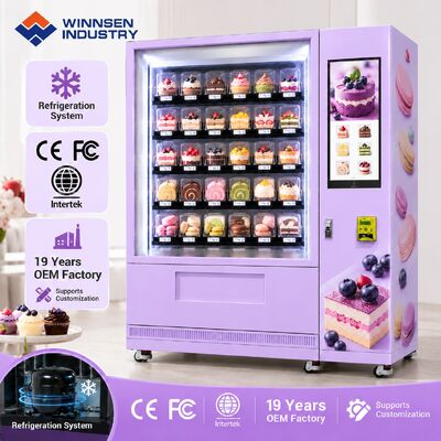 Qualidade Winnsen Chilled Cupcake Vending Machine Glass Front LED Display Keeps Cream Cakes Fresh fábrica