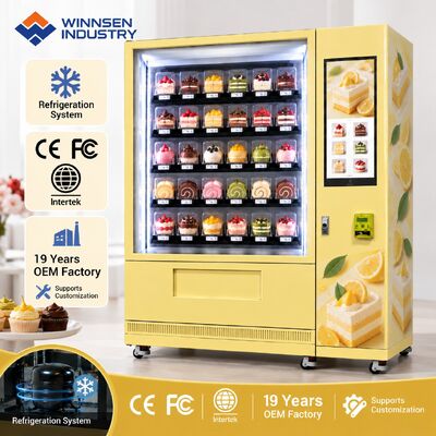 Qualidade Máquina automática de venda de bolinhos Winnsen com armário refrigerado para pequena padaria fábrica