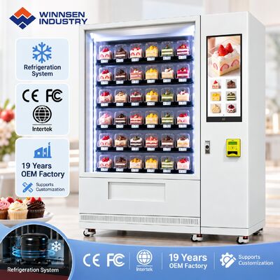 Qualidade Winnsen Smart Elevator Cake Vending Machine No Drop Delivery Refrigerated Glass Display Cabinet fábrica