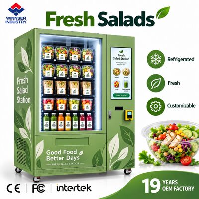 Qualidade Máquina de venda de salada Winnsen com compartimento de talheres opcional Porta de coleta automática fábrica