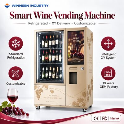 Qualidade Máquina de Venda de Vinho com Tela Sensível ao Toque de 32 Polegadas Winnsen, Refrigerada, Grau Comercial, Aço fábrica